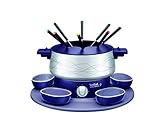 Tefal elektrisches Fondue Set mit 8 Gabeln und 4 Schüsseln, einstellbarer Thermostat, antihaftbeschichteter Topf, Käsefondue, Ölfondue oder Schokofondue, leichte Reinigung, rotierende Platte, EF3514