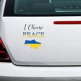 Vinyl-Aufkleber mit der Ukraine-Flagge 'I Choose Peace', Vinyl-Aufkleber, zum Abziehen und Aufkleben, gestanzt, Land-Souvenir, Stoßstangen-Aufkleber für Fenster, Auto, LKW, Laptops, 15,2 cm (6 Zoll)