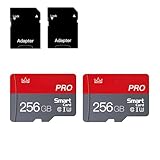 Micro Memory Card 256GB Micro SD Memory Cards 256GB with Adapter Class 10 High Speed Mini SD Card for Smartphones/Camera/Tablet 2-Pack