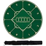 KRXSOBNV Pokermatte, Runde professionelle Pokermatte, tragbarer Pokertisch aus Gummi for 8 Spieler(Grün)
