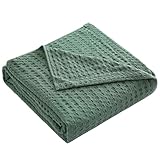 AOOOWER Kühlende Baumwolldecke mit Waffelmuster, 150 x 200 cm, leichte Baumwoll-Tagesdecke für Sofa und Bett