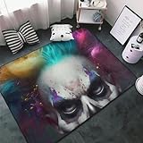 Moderner abstrakter bunter Totenkopf-Teppich für Wohnzimmer, Schlafzimmer, waschbar, weich, 7,6 x 12,7 cm, rutschfester Teppich, Innen-Bodenteppich, Schlafzimmerdekoration, ästhetisch, 152,4 x 99,1 cm