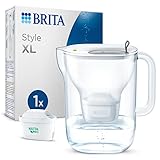 BRITA Filterkanne Style XL grau (3.6L) inkl. 1 MAXTRA PRO Pure Performance Filter - hohe Kapazität, kippbare Klappe, LED-Anzeige, Filter reduziert Chlor, Stein und Schmutz