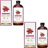 Hagebuttenöl für Gesicht, Körper, Haare und Nägel - Feuchtigkeitsspendende Mehrzweckpflege für weiche Haut und glatte Nagelhaut - Leichtes tägliches Pflegeöl (2pcs)