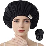 Years Calm Wiederverwendbare wasserdichte Duschhauben für Frauen, Haarkappen für Duschen, doppellagiges elastisches Design, für alle Frisuren, reisefreundlich (schwarz)