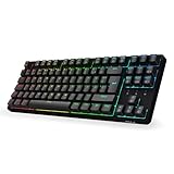 CIY X77 Mechanische Gaming Tastatur丨88 Tastaten QWERTZ Layout丨Programmierbare RGB丨Drei höhenverstellbar丨Typ-C-Kabel丨Hot-Swap-fähige Tastatur für Win/Mac (Gray+Braun Schalter) (Gray Braun Schalter)