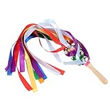 VICASKY Tanzbänder mit Glöckchen Regenbogen Luftschlangen und Wirbelndem Stab Rhythmic Gymnastics Ribbon für Künstlerisches Tanzen und Outdoor Aktivitäten