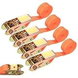 4 Stück Spanngurte mit Ratsche 2m x 25mm, Zurrgurte mit Ratsche, Spanngurt mit Ratschen, Verzurrgurte, Wetterfest Fahrrad Spanngurte für Gepäckträger Motorrad Auto Camping Transport