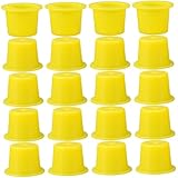 HONITANO 100 Stück Tattoo Pigment Becher Gelb Große Einweg Ink Cups mit Breitem für Tattoo Künstler und Kosmetologen Farbkappen für Sicheres Pigment Halten