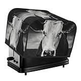 Vier-Scheiben-Toaster-Abdeckung mit schwarz-weißem Kuhdruck, für kleine Geräte, Fingerabdruckschutz