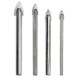 S&R Fliesenbohrer, Glasbohrer, Keramikbohrer Set, mit Rundschaft, 4 Stk: 4,5,6,8 mm