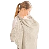 Konssy Musselin-Abdeckung zum Stillen von Babys, atmungsaktiv, 100% Baumwolle, Stillbezug mit starrem Reifen für Mutter, Stillschürze, Mehrzweck-Autositz-Baldachin (Sommerweizen)