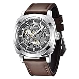 BENYAR - Uhren Herren Uhr Automatik Mechanische Armbanduhr | Lederband | Goldene Bewegung | 45 mm Skeleton Dial | Wasser- und Kratzfest | Elegantes Geschenk für männer