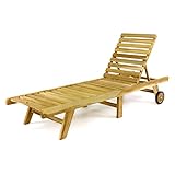 SONLEX Sonnenliege Natur Klapp-Liege Gartenliege Relaxliege Holzliege Liege aus unbehandeltem Teak-Holz 200x57x34 cm Bäderliege Balkon-Liege