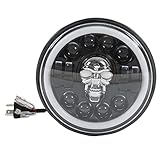7-Zoll-Motorradscheinwerfer, runder Motorradscheinwerfer, LED-Angel-Eye-Scheinwerfer, Totenkopfkopfmuster, weiße Beleuchtung für die universelle Motorradmodifikation