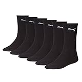 PUMA Unisex Sportsocken Cush Crew 6p Sportsocke, Schwarz, 43-46 EU