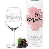 getbrave Weinglas XL | Beste Mama der Welt (530ml) in Geschenkbox | Das Geschenk zu Weihnachten | Muttertag | Geburtstagsgeschenk | Rotweingläser Weißweingläser