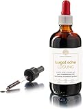 100ml Lugolsche Lösung 5% in pharmazeutischer Qualität (ph. Eur.) - hergest. in Deutschland – Jodlösung nach Originalrezeptur in Apothekerflasche - incl. Pipette