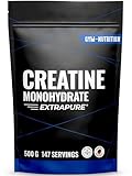 Creatin Monohydrat Pulver 500g - Kreatin Monohydrat in mikronisierter Qualität mit optimal hochdosiert - reines, 100% vegan - Laborgeprüft
