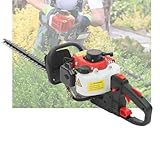 Benzin-Heckenschere 56cm Schnittl 0,9PS - 2-Takt Motor mit Fliehkraftkupplung & Vibrationsdämpfung, 180° drehbarer Griff, 0,6L Tank (bis 10mm Aststärke) für Gärten/Parks, Geringe Lärmbelästigung