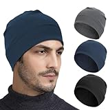 Zouwel 3 Stück Fahrradmütze Unter Helm, Winddichte Fahrradmütze, Polyester Laufmütze für Herren Damen, Winter Warme Dünne Mütze (DE/NL/SE/PL, Alphanumerisch, M, Schwarz Grau Marineblau)