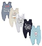 TupTam Baby Unisex Strampler mit Aufdruck Spruch 5er Pack, Farbe: Junge, Größe: 68