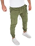 Yazubi Militär Hose Für Männer Hosen Cargo Jogginghose Herren Jeans Mit elastischem Bund Elijah, Grün (Dusky Green 4R170517), W32/L32