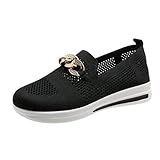 Freizeitschuhe Damen Sneaker， Fitnessschuhe Slip-On Orthopädische Schuhe Running Joggingschuhe Atmungsaktiv Netz Tennisschuhe Bequeme Turnschuhe Hollow Out Volleyballschuhe rutschfest Trekkingschuhe