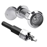 XIAQICA Türspion mit Sichtschutz 200° Weitwinkel Optische Glaslinsen Türspione mit Bohrer - Bohrloch Ø 16mm - Zinklegierung Spion Einstellbare Länge Spio für 35-60mm Dicke Türen (Silber)