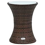 Outdoor Tische Garten Beistelltisch Trommelform Braun Poly Rattan Möbel