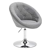 SVITA Havanna Cocktail-Sessel Lounge Clubsessel Drehsessel Retro Barhocker Stoff Grau