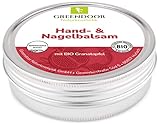 GREENDOOR Handbalsam für sehr trockene Haut mit BIO Granatapfel & Avocadoöl 75ml, Naturkosmetik Hand Balsam ohne Mineralöl, 4fach ergiebiger als Handcreme, Nagelbalsam