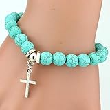 Steinarmband, Naturstein -Perlenarmband Retro Bohemian Charme Armband Armband Weibliche Natursteinkreuz Anhänger Perlen Schmuck Personalisierte Kleidung Accessoires Schmuck Schmuck