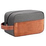 Lizzton Reise-Kulturbeutel für Herren, hängende Kulturtasche, wasserabweisend, Dopp Kit, PU-Leder, Reisetasche für Toilettenartikel, Zubehör, Grau, grau, PU-Leder