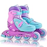 Locavun Inliner Kinder 4 Größen Verstellbare Inline Skates für Mädchen Größe 26-29 29-34 30-35 Inlineskates mit 82A PU Rollen Rollerskates