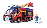 Feuerwehrmann Sam Feuerwehrauto Jupiter mit Leuchteffekten – Robustes Spielzeugfahrzeug für Kinder ab 3 Jahren, großes Einsatzfahrzeug mit Sound und Licht, Feuerwehrfans