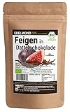 Rohkost Feige in Zartbitter-Schokolade von Edelmond. Dunkler Kakao und Frucht / Bio Süßigkeit ohne Süßstoffe. 150 g