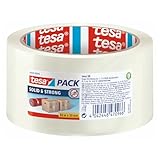 tesapack Solid & Strong - leise abrollbares Paketband/Packband zum sicheren Verschließen von Paketen. Verfügbar in: Transparent und Braun