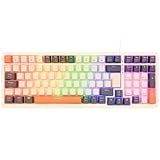 Rii Gaming Tastatur, Mechanische Tastatur mit RGB, Tastatur Gaming mit Blaue Schalter, Tablet Tastatur für IBM PC Win XP Win7/Win8/Win10, QWERTZ, Abnehmbarer Magnetrahmen + Abnehmbares Anschlusskabel