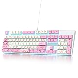 SbocKeeb Full Size Mechanische Gaming Tastatur 104 Tasten with Nummernblock,Kabelgebundene RGB LED Tastatur mit Rote Schaltern, Anti-Ghosting QWERTY Amerikanische Layout V200-Ying