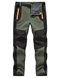 donhobo Herren Outdoorhose Wanderhose Trekkinghose Softshellhose Wasserdicht Winddicht Warm Gefüttert Winterhose Skihosen (Armeegrün, XL)