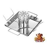 AMOZO Hähnchenbräter - Edelstahl Hähnchenhalter - Bierdose für Hähnchengrill - Grillzubehör für Barbecue, für Grill im Freien, Ofen - BBQ Accessoire mit 4 Gemüsespießen (KJJ-0001)