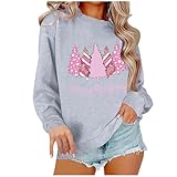 Damen Weihnachtspullover Lustige Weihnachten Oberteile Frohe Weihnachten Drucken Sweatshirt Weihnachtsbaum Pullover Langarm T-Shirts Rundhals Sweatshirts Oversized Pullover Fleece Gefüttert