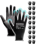PACIFIC 18 Paare Schwarz Sicherheits-Arbeitshandschuhe – Rutschfeste PU-Beschichtung, Leicht & Atmungsaktive, Ideal für Allgemeine Arbeiten, Gartenarbeit, Arbeitshandschuhe Herren & Damen gr 11/XXL