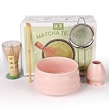 LustLocke Matcha Set Rosa, Matcha Tea Set 5 Piece Matcha Besen Set - Stylisches Matcha Set für Einsteiger - Matcha-Besen, Matcha-Schale, Matcha Filtersieb, Chasen und Matcha Löffel, Matcha Zubehör