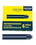 ONLINE Standard-Tintenpatronen, universelle Füller-Tinte, kompatibel mit allen gängigen Standard-Füllern, Ersatz-Patronen für Füllhalter und Rollerball, 6 Stück, Farbe nachtblau