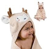 Baby Handtuch Kapuze aus 100% Bio-Baumwolle – Baby Badetuch mit Kapuze superweich – Ideal als Badeponcho und Bademantel für Jungen und Mädchen 0-4 Jahre – Geschenk zur Geburt Mädchen & Junge