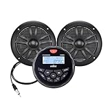 Wasserdicht Bluetooth Marine Stereo 2 x 6.5 Inch Shwarz Lautsprecher -Empfänger mit DAB+/AM/FM Radio Streaming Musik auf Booten Golf Carts ATV UTV und Spa (DAB+)