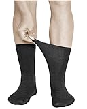 vitsocks Herren Diabetikersocken extra weit ohne Gummi (3x PACK) geschwollene Füße Beine, Schwarz, 42-43