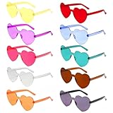 flintronic 10 Paar Hippie Herzförmige Brille, Transparente Candy Color Sonnenbrille für Geburtstagsfeier, Halloween, LNeuheit Party ustige Partybrillen für Erwachsene, Jungen und Mädchen